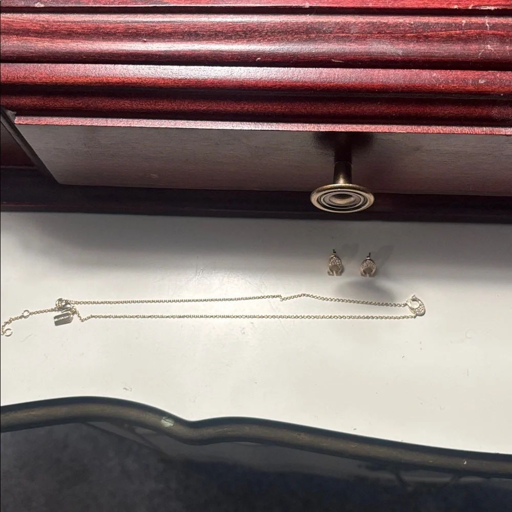 Coach pave necklace and stud set Gold - Picture 2 of 7